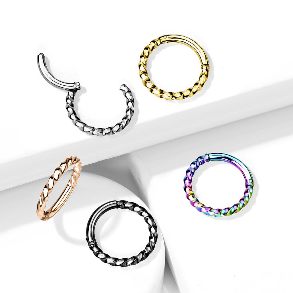 Anello Piercing Design attorcigliato Clicker