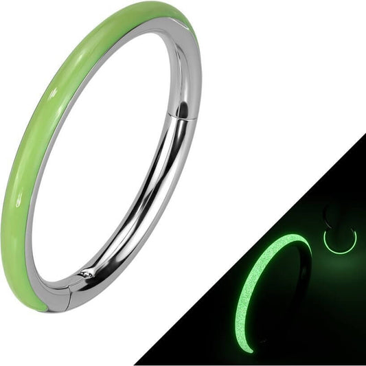 Titanio Anello Piercing Luminescente al buio Clicker