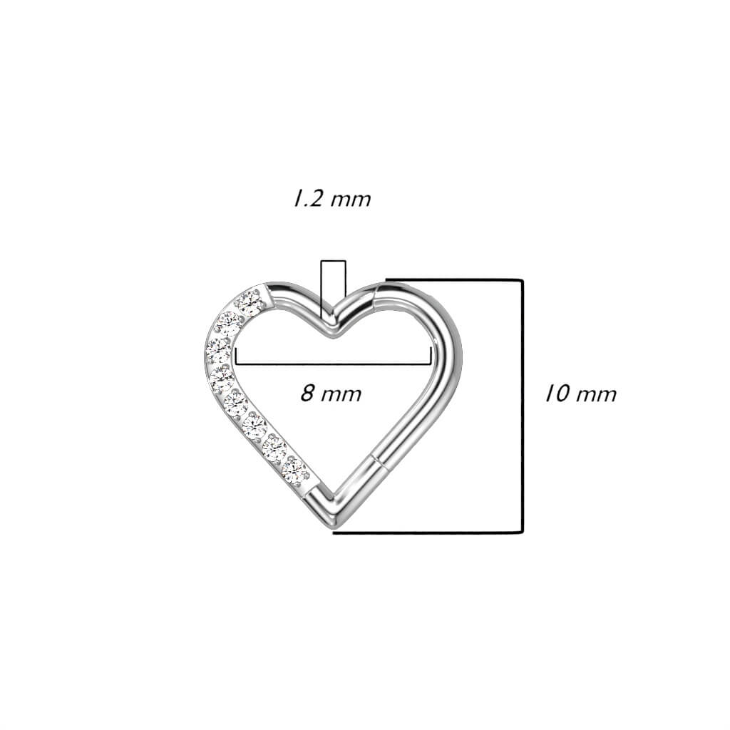 Titane Anneau Cœur Zircone Cliqueur