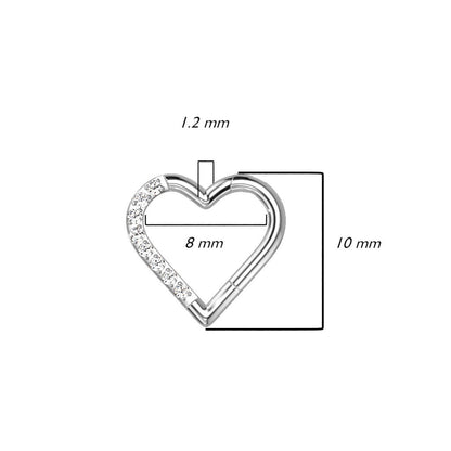 Titane Anneau Cœur Zircone Cliqueur