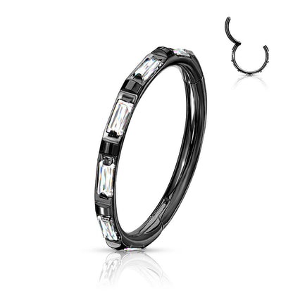 Titanio Anillo Circonita Clicker