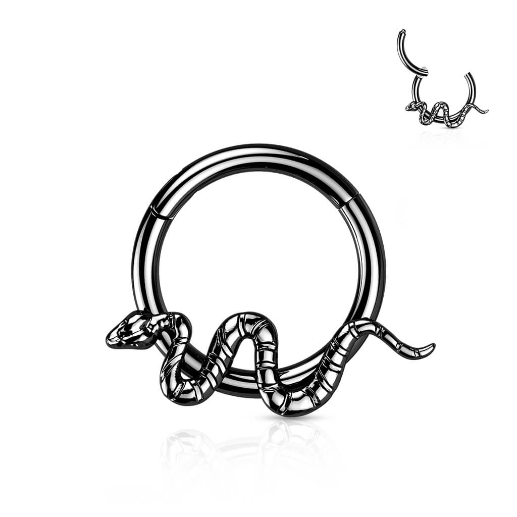 Titane Anneau Serpent Argent Cliqueur