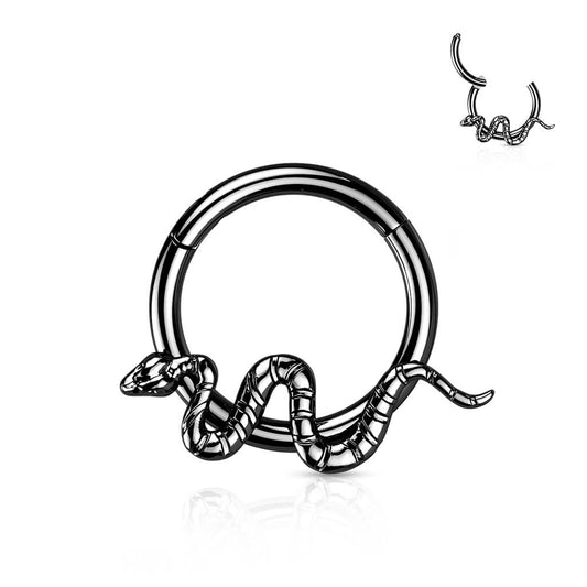 Titanio Anillo Serpiente Plata Clicker