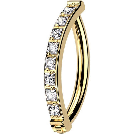 Titanium Ring zirconia pave setting Clicker