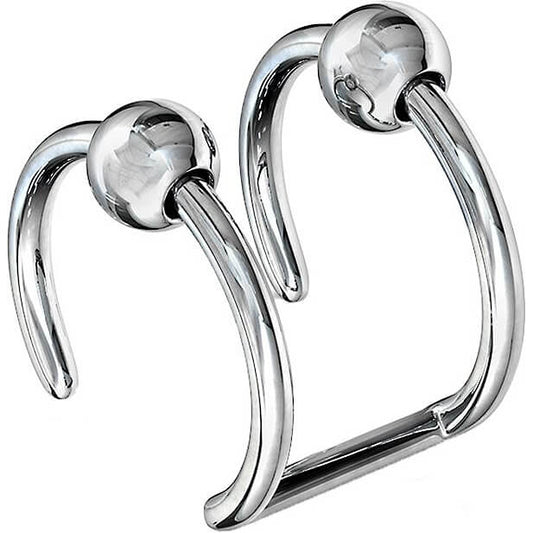 Faux Piercing aux oreilles Double Ligne Bille Argent Pliable