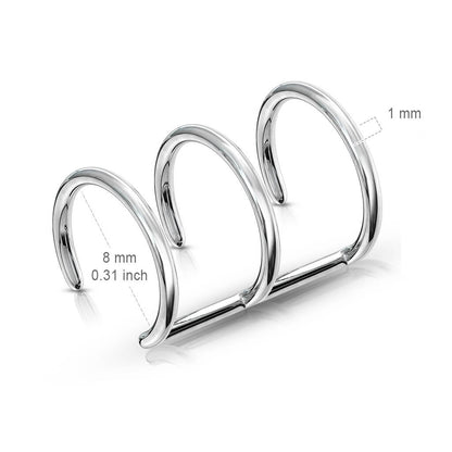 Oreja Falsa Triple anillo de plata Flexible