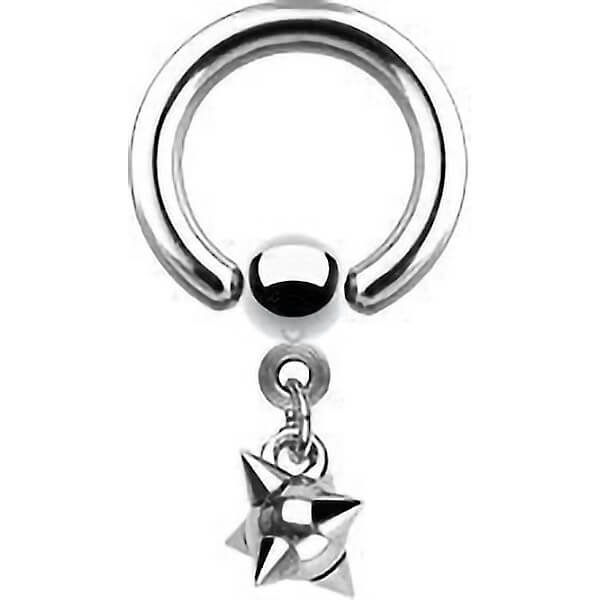 Ring Morning Star dangle Silver Captive Bead