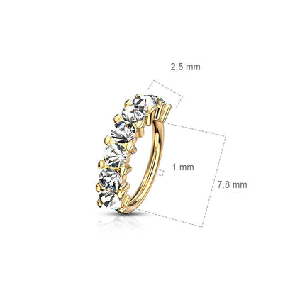 Anello Piercing 7 zirconi Pieghevole