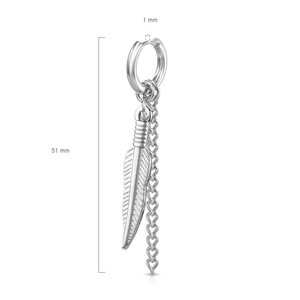 Boucle d'Oreille Pendentif Plume Chaine Cliqueur