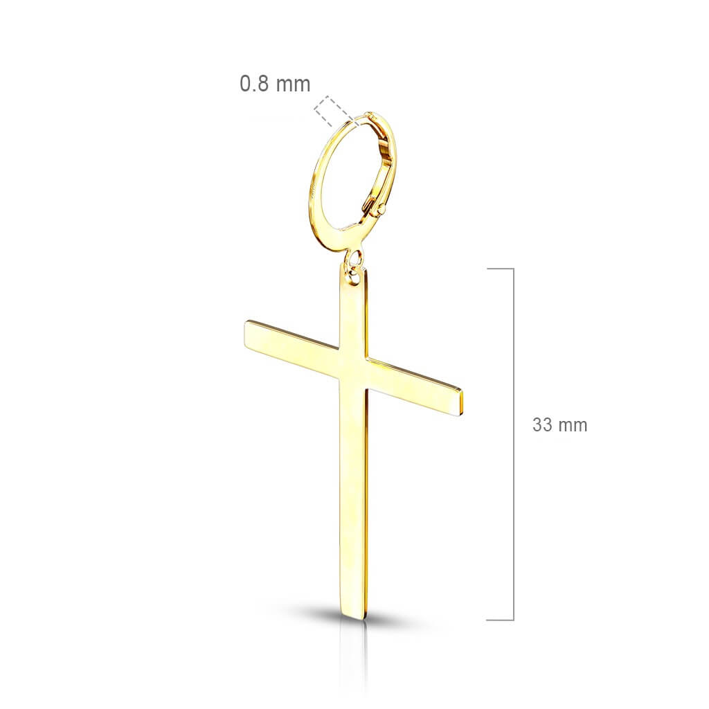 Boucle d'Oreille Pendentif Croix Cliqueur