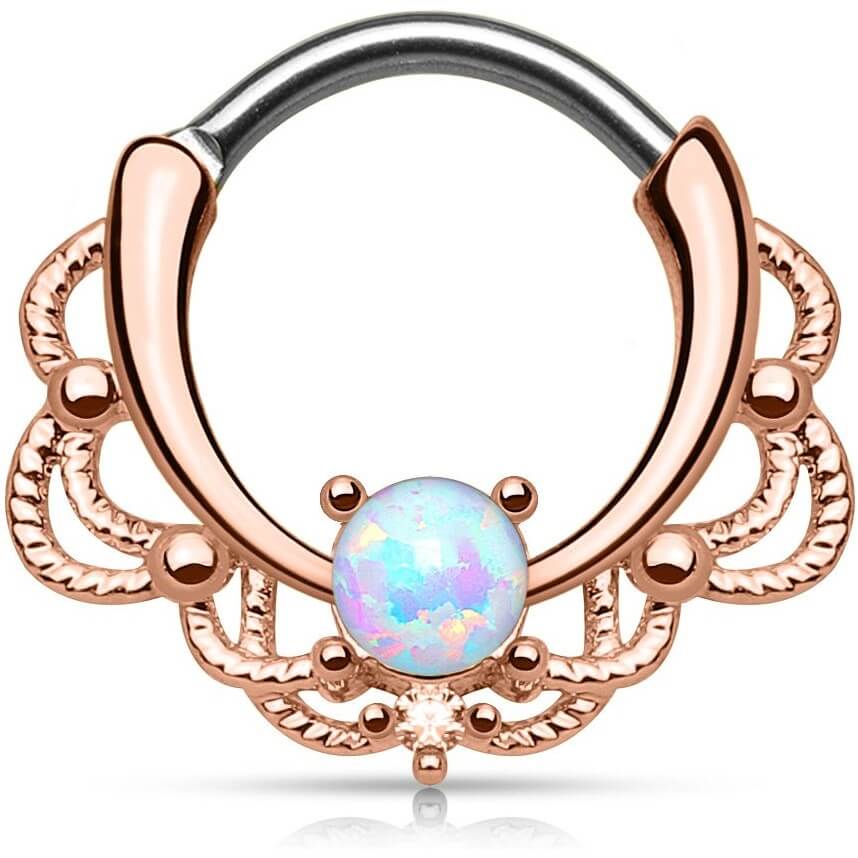 Septum Piercing Clicker Opal Gold Clicker