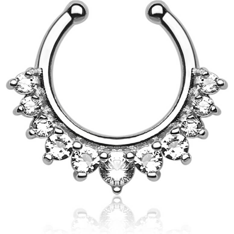 Fake Nose Piercing Septum 11 Zirconia Bendable