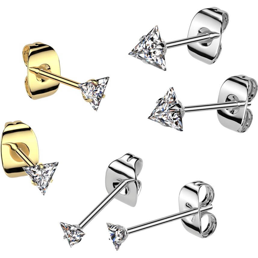 Boucle d'Oreille sertissage triangle zircone