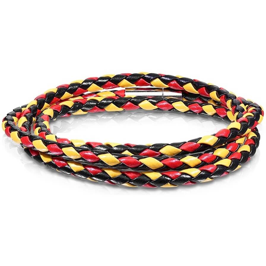 Bracelet Tressé Noir Jaune Rouge