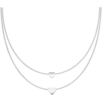 Collier Double Cœur Superposé