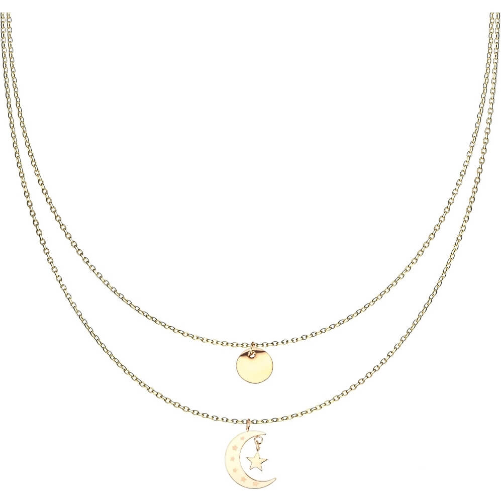 Collier Étoile Lune Rond Superposé