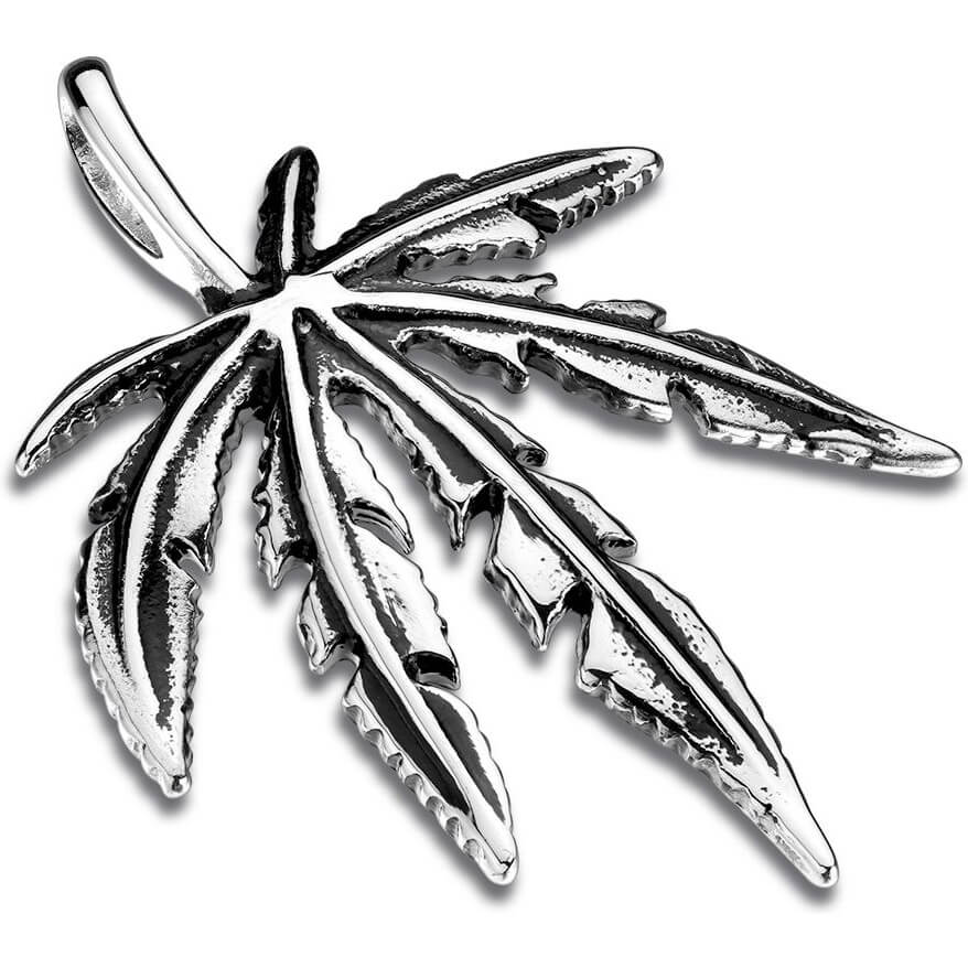 Collier Feuille de Chanvre Argent