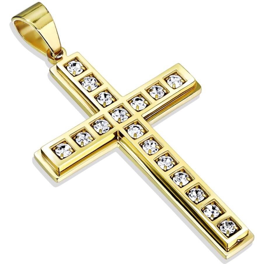 Collier Croix Zircone Or