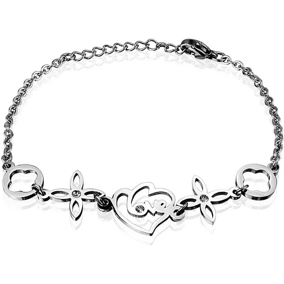 Bracelet Fleur Cœur Argent