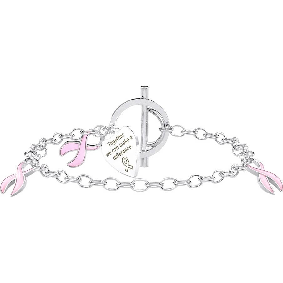 Bracelet Ruban Cancer du Sein Argent