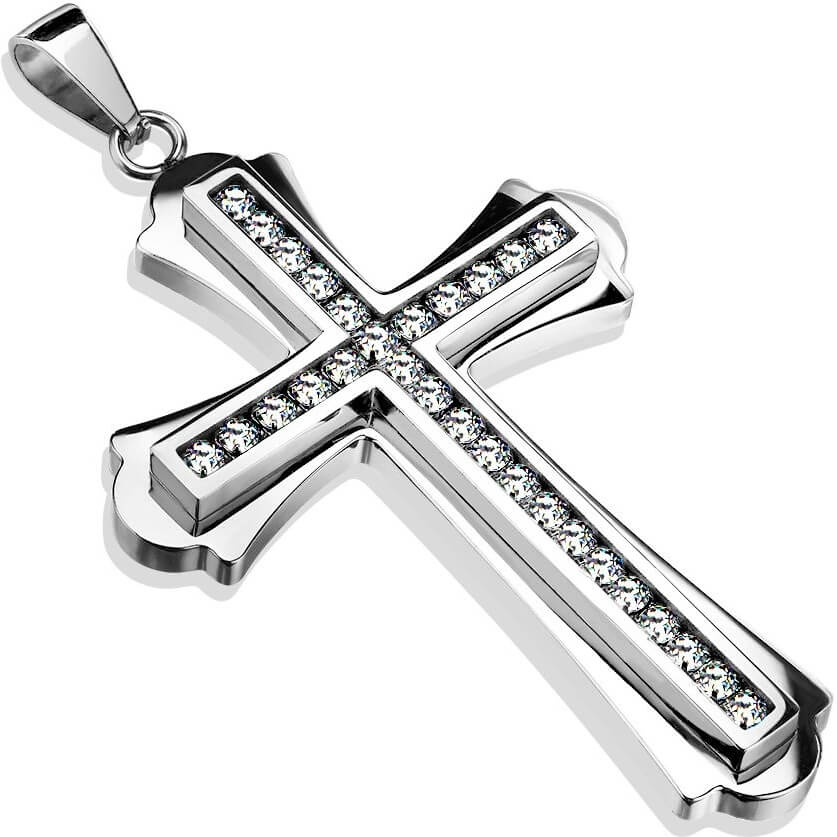 Collier Croix Zircone Argent