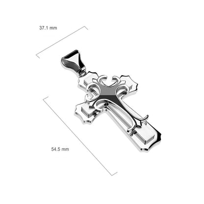 Doble cruz superpuesta plateada y negra