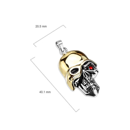 Calavera Soldado Circonita Plata y Oro