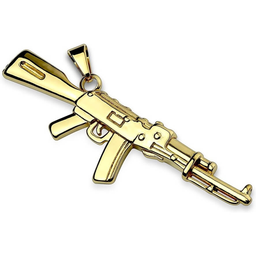 Collier Fusil AK 47 Or