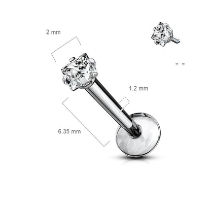 Titanio Circonita Cuadrada Plata Rosca interna Labret