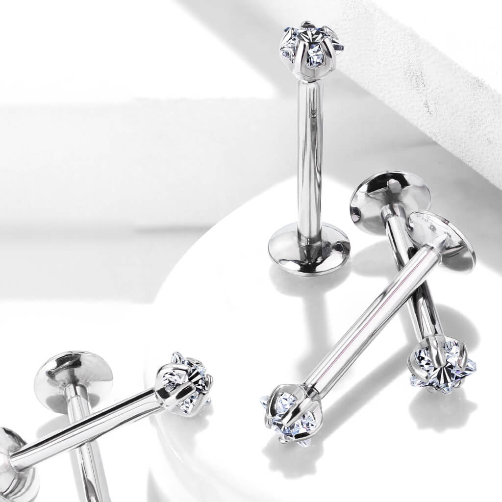 Titanio Estrella Circonita Plata Rosca interna Labret