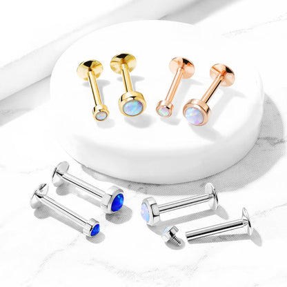 Titane Labret Opale Ronde Filetage Interne