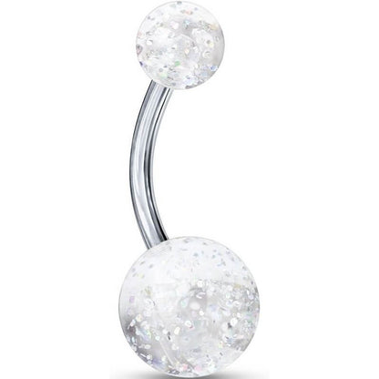 Titanium Belly Button Piercing Acrylic Ultra Glitter Ball