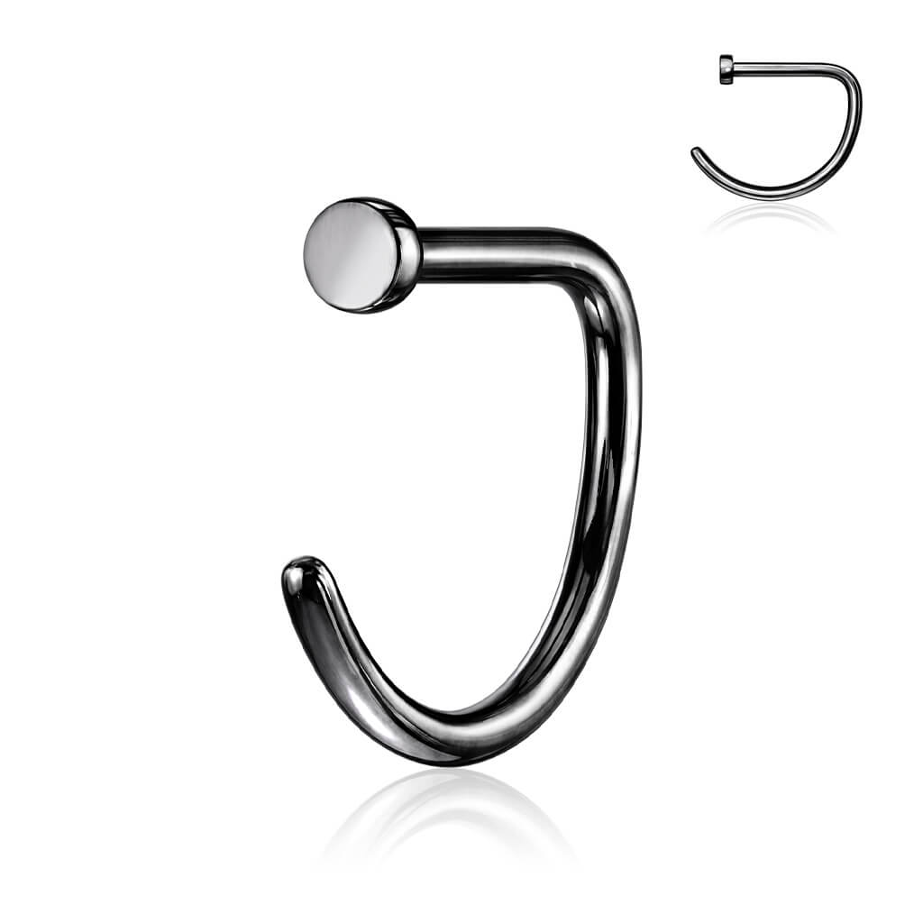 Titanium Nose Hoop Half D-Ring Silver