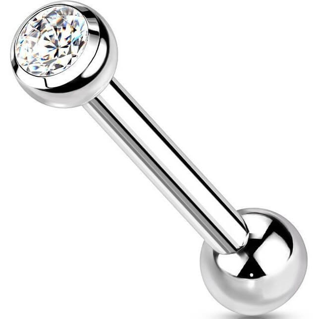 Titanio Barbell Sfera argento con zircone Filettatura Interna