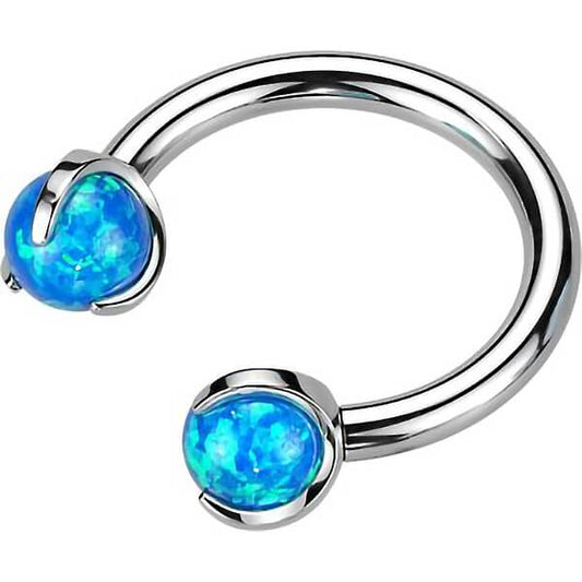 Titan Hufeisen Piercing Kugel Opal Innengewinde