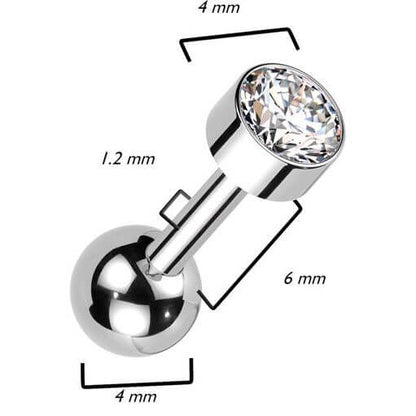 Titane Barre Zircone Ronde Filetage Interne