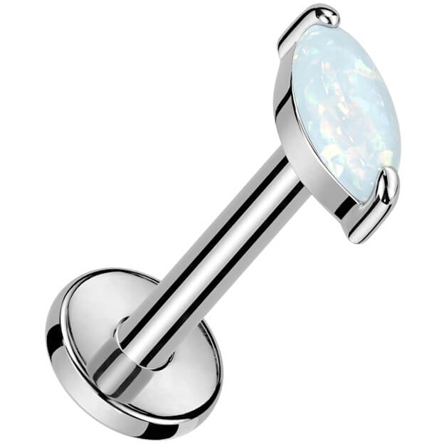 Titanium Labret marquise opal Internally Threaded