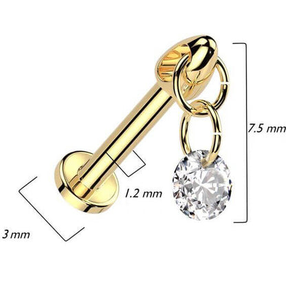 Titanio Labret Zircone Pendente Filettatura Interna