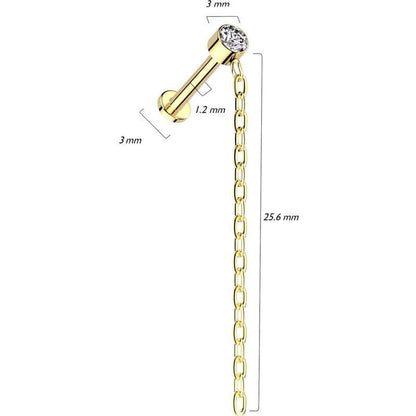 Titanio Labret Zircone con Catena Pendente Filettatura Interna