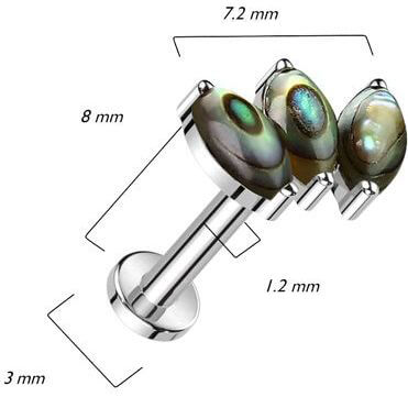 Titanium Labret marquise natural stone Internally Threaded