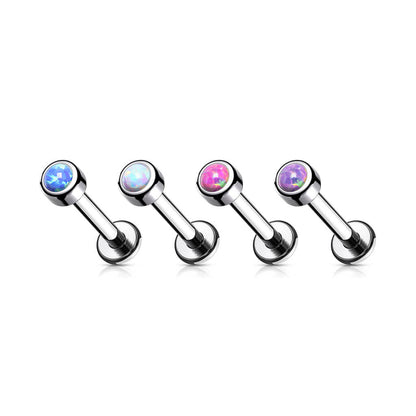 Titane Labret Opale Ronde Argent Filetage Interne