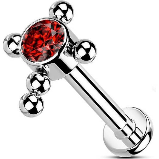 Titan Labret Kreuz Zirkonia Innengewinde