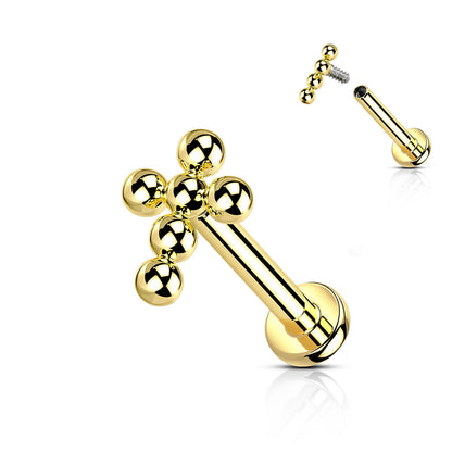 Titanium Labret Cross Internally Threaded