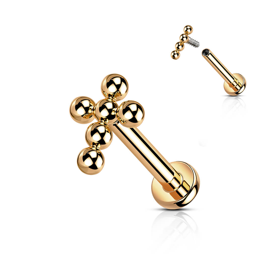 Titanium Labret Cross Internally Threaded