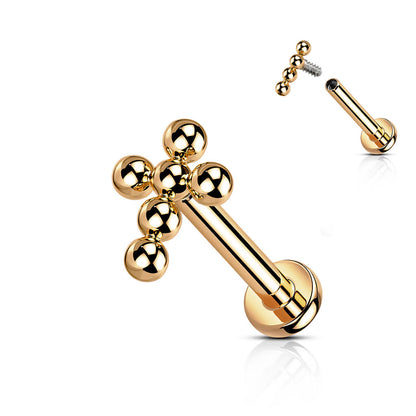 Titanium Labret Cross Internally Threaded