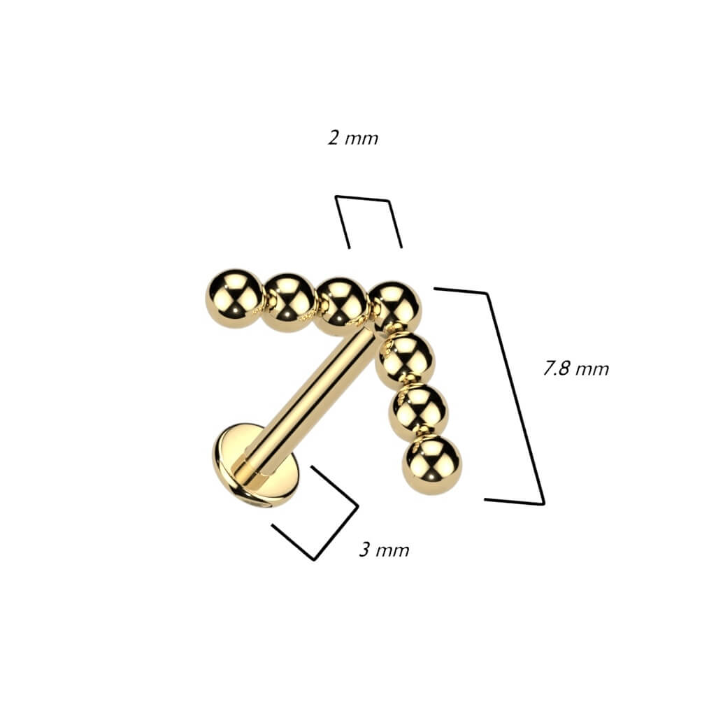 Titanio Labret Superiore con design a "L" di sfere Filettatura Interna