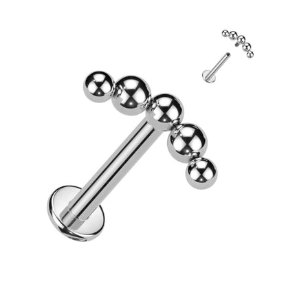 Titanio Labret Superiore con design ad arco di sfere Filettatura Interna