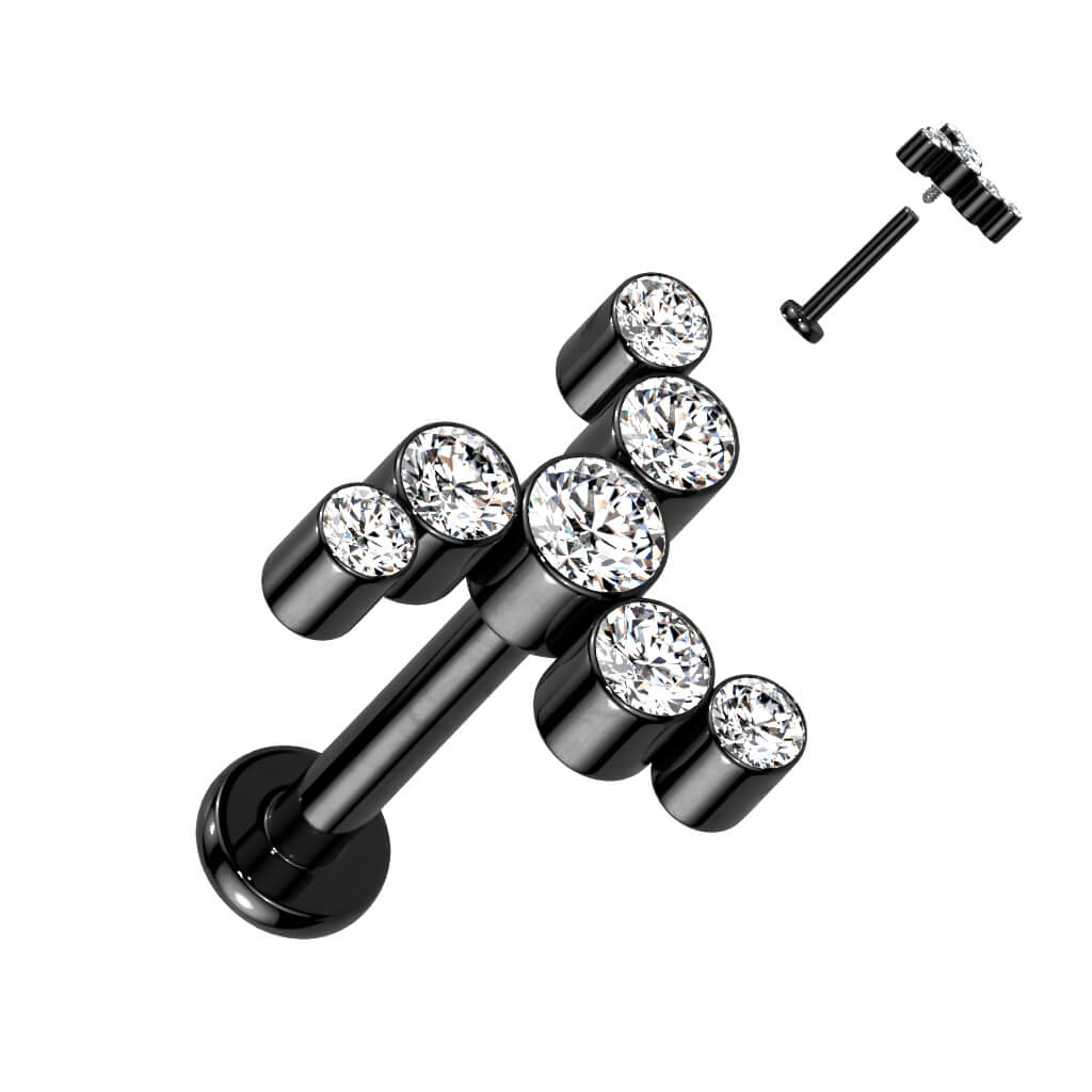 Titane Labret Tourbillon Zircone Filetage Interne