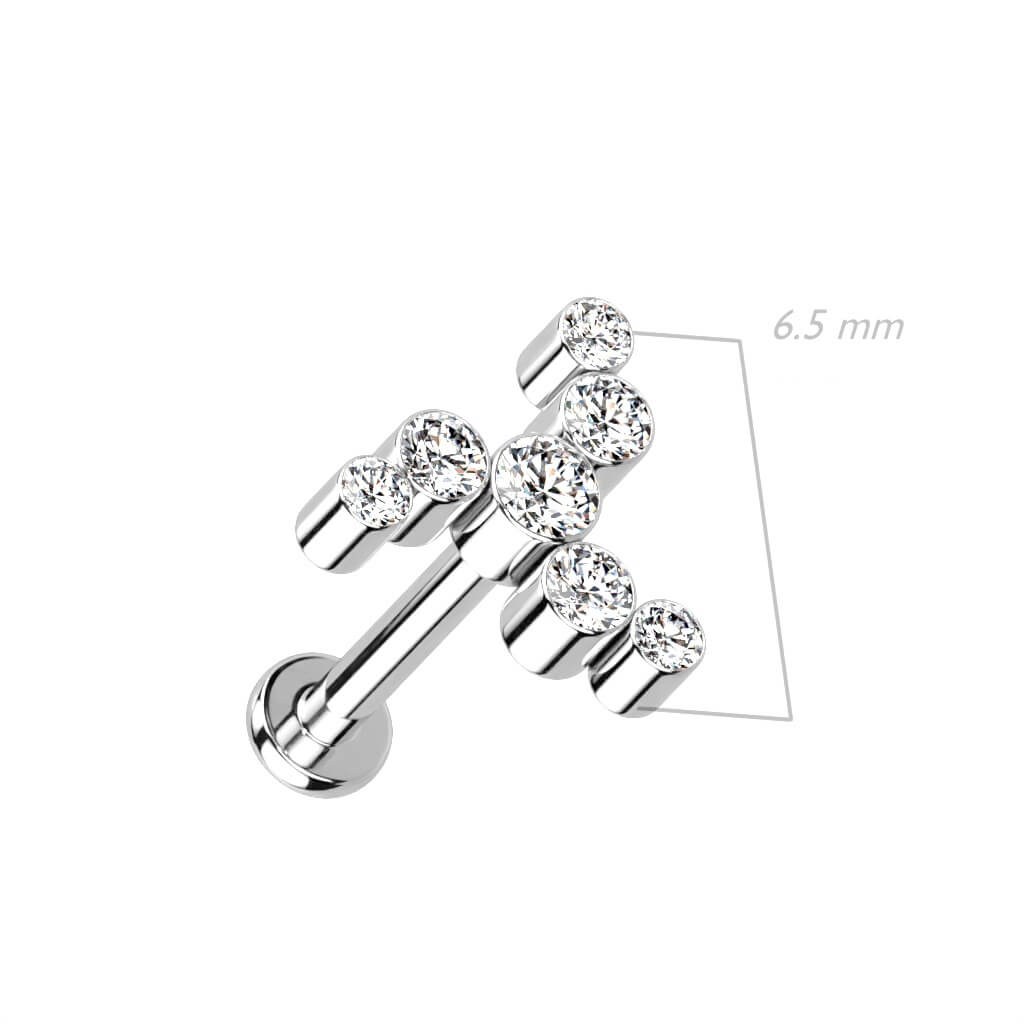 Titane Labret Tourbillon Zircone Filetage Interne