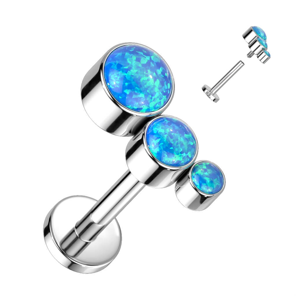 Titanium Labret 3 Opal Silver Internally Threaded